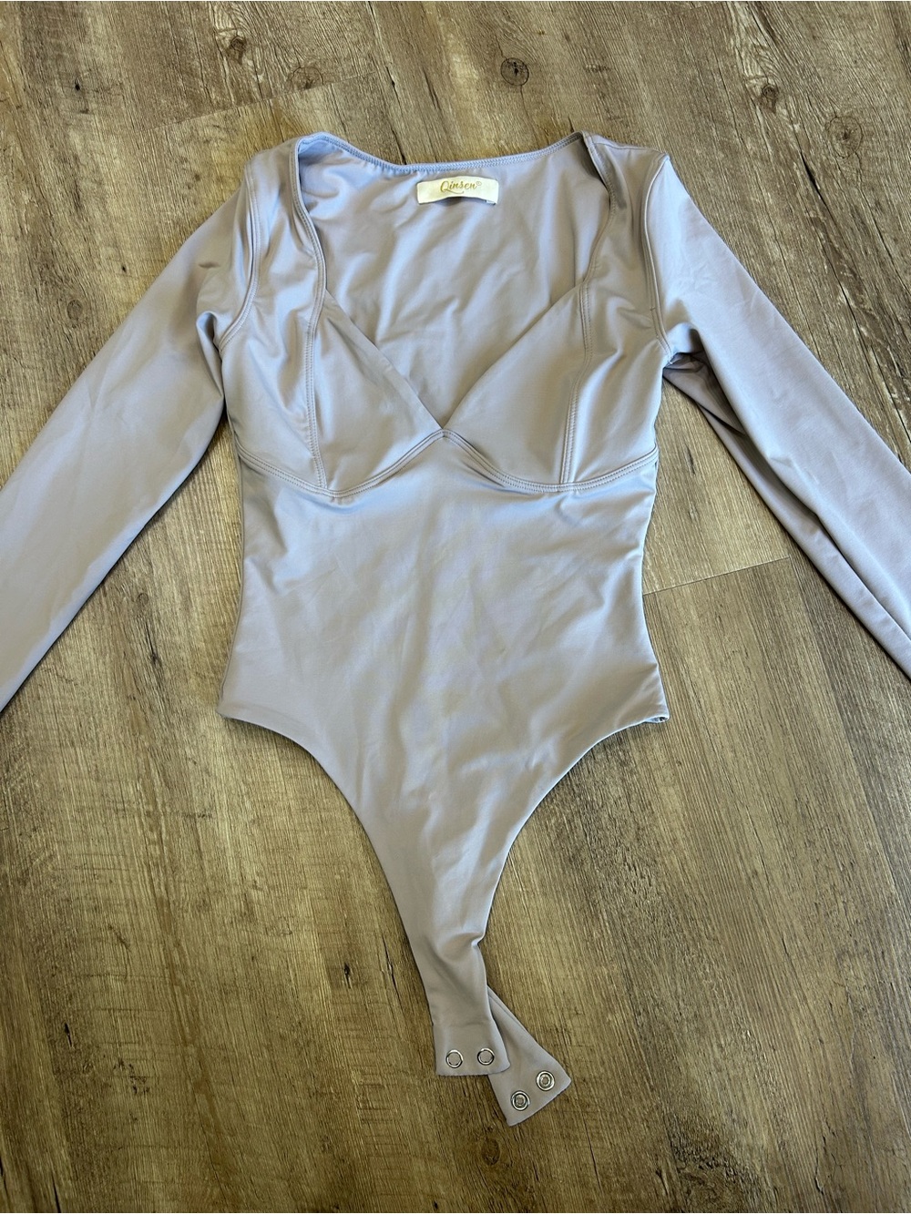 Qinsen Long-Sleeve V-Neck Bodysuit